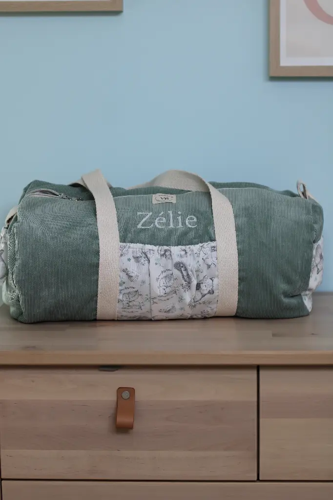 Sac de sport ou de voyage (éponge sable, Double gaze rose petites fleurs, Pas de broderie)