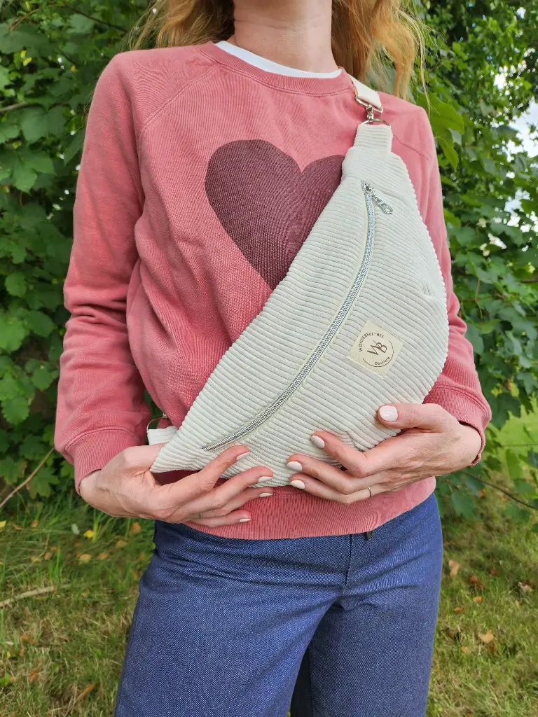 Sac banane adulte (éponge sable, Double gaze rose petites fleurs, Pas de broderie, Doré)